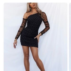 Hello Molly Black One-Shoulder Mini Dress